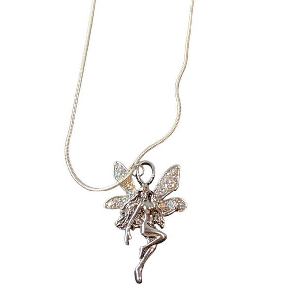 Fairy Vintage Kirks Folly Silver Crystal Wings "Queen Of The Fairies" Necklace - Picture 2 of 9